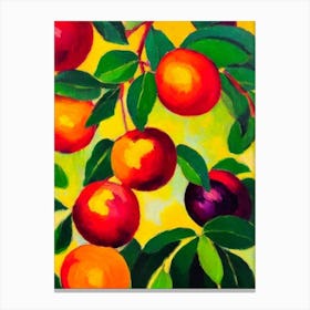 Nectarine 2 Fruit Vibrant Matisse Inspired Painting Fruit Canvas Print