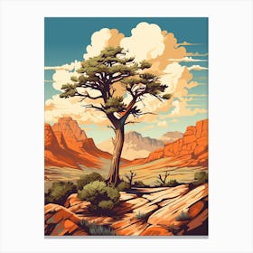  Retro Illustration Of A Joshua Tree In Rocky Mountain 3 Canvas Print