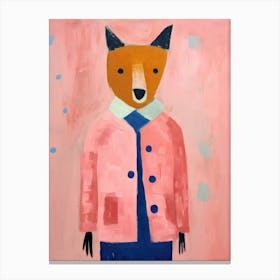 Playful Illustration Of Red Fox Bear For Kids Room 2 Canvas Print