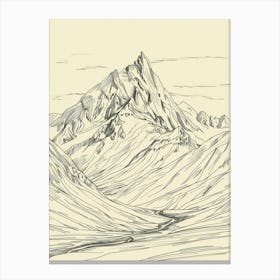 Masherbrum Pakistan Line Drawing 5 Canvas Print