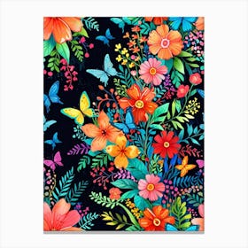 Colorful Floral Seamless Pattern 1 Canvas Print