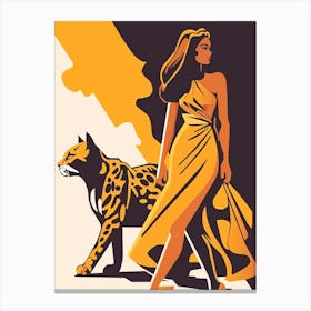 Woman And A Tiger Canvas Print