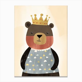 Little Black Bear 1 Wearing A Crown Canvas Print