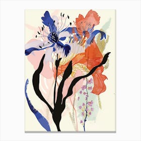 Colourful Flower Illustration Larkspur 1 Canvas Print