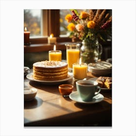 Autumn Cake On A Wooden Table Canvas Print