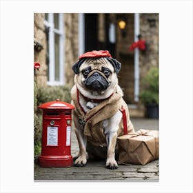 Postman Pug Canvas Print