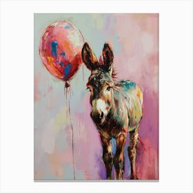 Cute Donkey 4 With Balloon Canvas Print