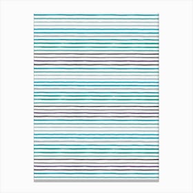 Marker Stripes Blue Turquoise Canvas Print