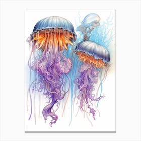 Upside Down Jellyfish Pencil Drawing 10 Canvas Print
