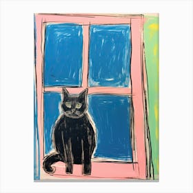 Black Cat On A Window Canvas Print