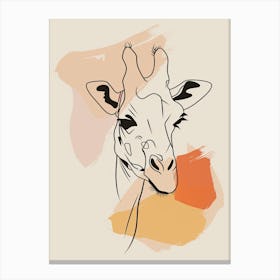 Giraffe - Boho, Line Art 20 Canvas Print