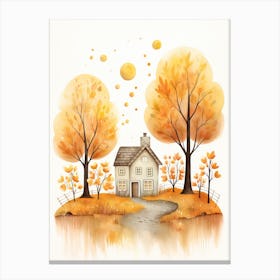 Cute Autumn Fall Scene 78 Canvas Print