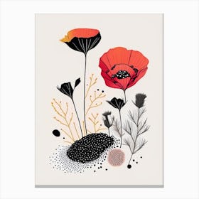 Poppy Seeds Spices And Herbs Minimal Line Drawing 3 Canvas Print