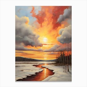 Sunset Over The River 3 Canvas Print