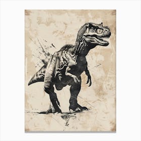 Amargasaurus Detailed Black & Sepia Dinosaur Portrait Canvas Print