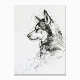 Husky Charcoal Line 2 Canvas Print