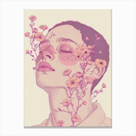 Girl With Flowers On Her Face 1 Canvas Print