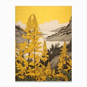 Nokanzou Goldenrod Japanese Botanical Illustration Canvas Print