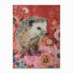 Floral Animal Painting Hedgehog 6 Canvas Print