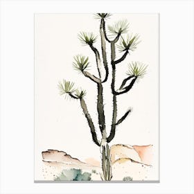 Joshua Trees In Mountains Minimilist Watercolour  (2) Canvas Print