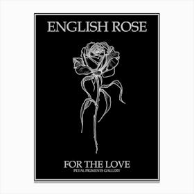 English Rose Black And White Line Drawing 22 Poster Inverted Canvas Print