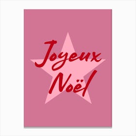 Joyeux Noel Pink and Red Canvas Print