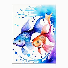 Twin Goldfish Watercolor Painting (71) Canvas Print