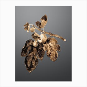 Gold Botanical Fig on Soft Gray 1 Canvas Print