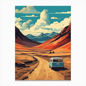 Fimmvorduhals Pass Iceland 2 Vintage Travel Illustration Canvas Print