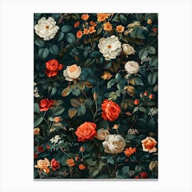 William Morris Inspired Flower Pattern 9 Canvas Print