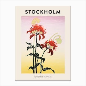 Stockholm Sweden Botanical Flower Market Poster Canvas Print