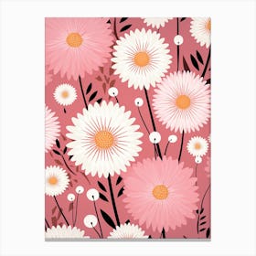 Pink Daisy Pattern Flowers Canvas Print