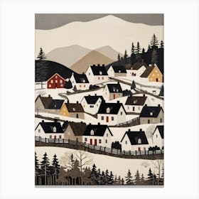 Minimalist Scandinavian Village Painting (25) Canvas Print