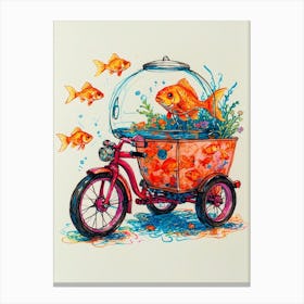 Goldfish On A Bicycle Canvas Print