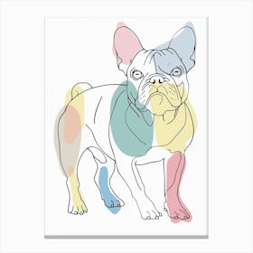 Pastel Watercolour French Bulldog Line Illustration 4 Canvas Print