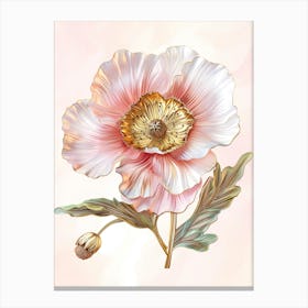 Elegant Pink 3D Poppy Flower With Golden Core Canvas Print