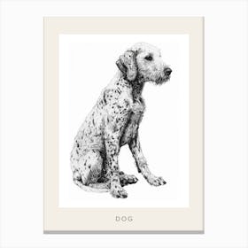 Hairy Dog Line Sketch 2 Poster Canvas Print