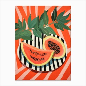 Papaya Fruit Summer Illustration 8 Canvas Print