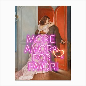 More amor por favor, vintage altered art, trendy wall at Canvas Print