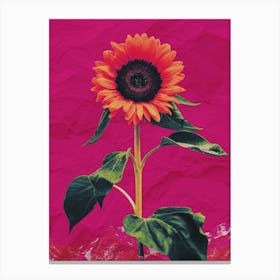 Sunflower Bold Magenta Collage Canvas Print
