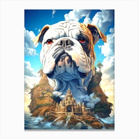 Bulldog With Castle Canvas Print