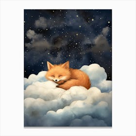 Baby Fox 3 Sleeping In The Clouds Canvas Print