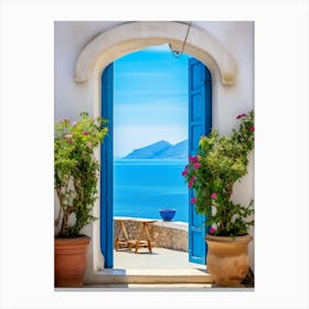 Blue Door To The Sea Canvas Print