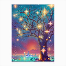 Tree With Stars In The Night Sky 3 Canvas Print