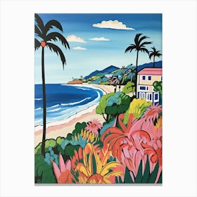 Malibu Beach, California, Matisse And Rousseau Style 4 Canvas Print