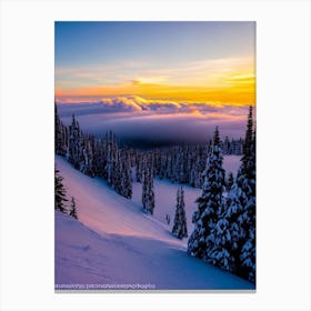 Borovets, Bulgaria Sunrise Skiing Poster Canvas Print