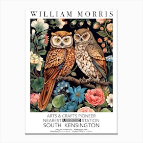 William Morris Print Owl Couple Valentines Mothers Day Gift Canvas Print