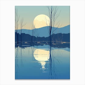 Moonlight Over A Lake Canvas Print