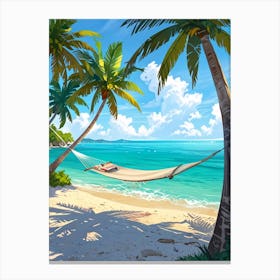 Hammock On The Beach Canvas Print