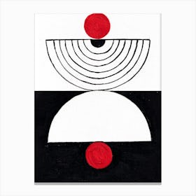 Balance of Life Black and White Acrylic Colors Painting Red Dot Canvas Print